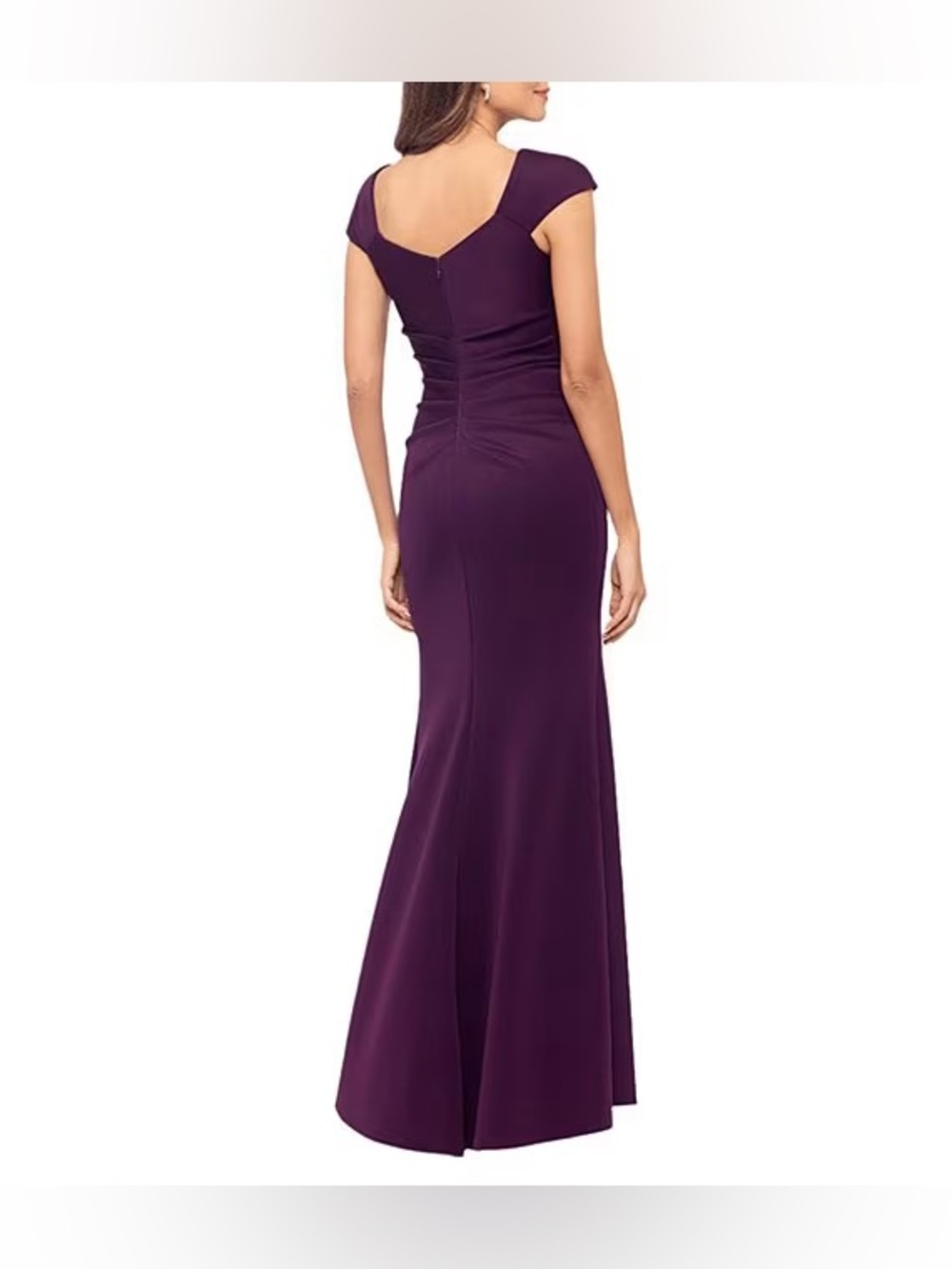 Xscape Women's Long Bodycon Formal Evening Gown with Cap Sleeves Asymmetrical - Picture 2 of 8